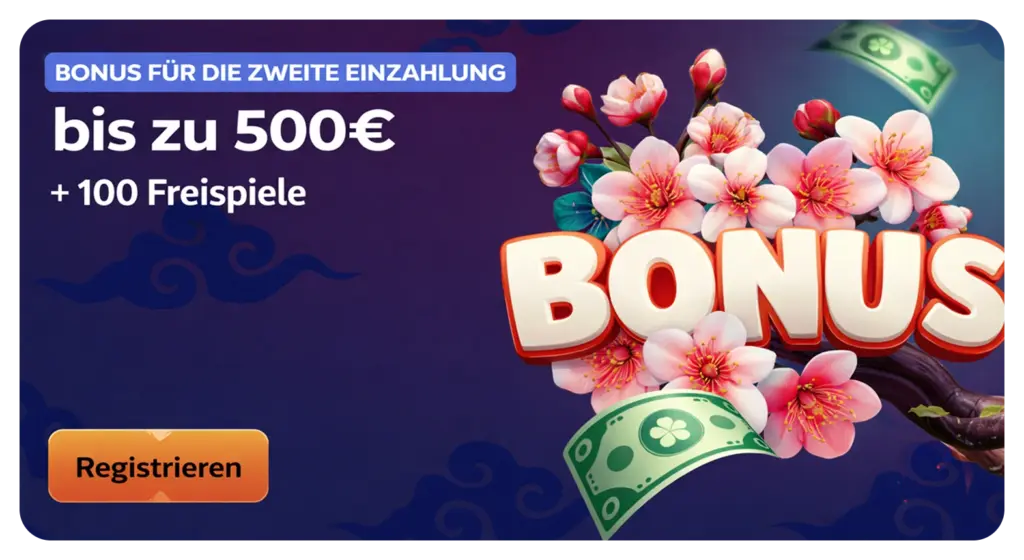 Manekispin Bonus zweite Einzahlung bis 500€ plus 100 Freispiele sichern
