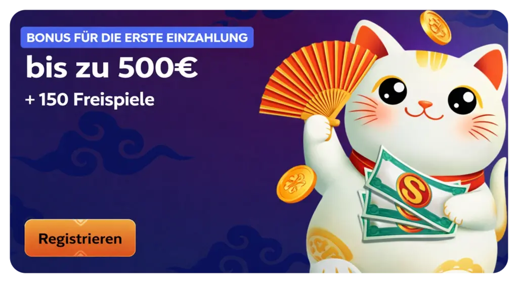 Manekispin Bonus erste Einzahlung bis 500€ und 150 Freispiele sichern